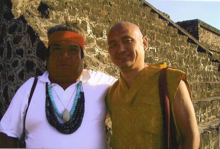 Teotihuacan Mexico - Ricardo Cervantes Cervantes, a spiritual elader of the Toltec people of Teotihuacan and Lama Tenzin exchange their cultures' knowledge. The Memnosyne Foundation will be sponsoring Ricardo Cervantes  to be one of only two Native American spiritual leaders to join the Dalai Lama in Seattle for the "Seeds of Compassion Conference" organized jointly by Lama Tenzin and Dan Kranzler in Seattle of April 2008. 